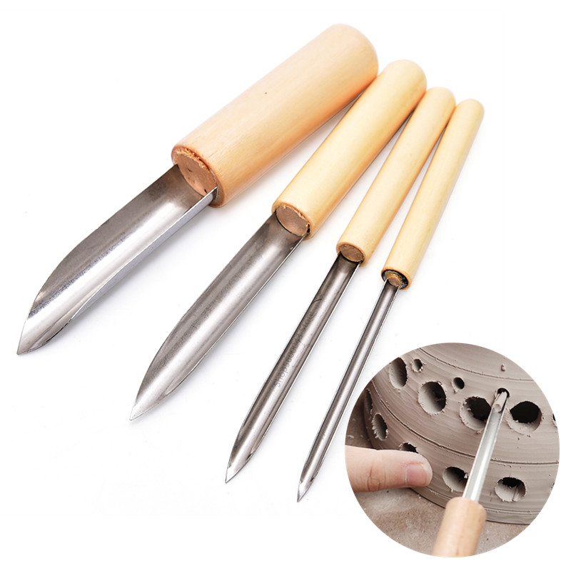 Wood Chisel Set - Alat Tembikar Puncher 4 Bagian/Set, Kepala