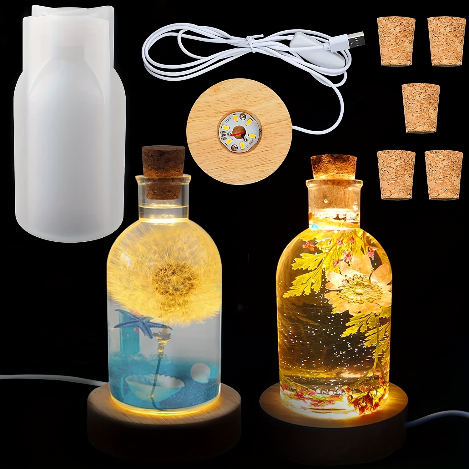 Woodworking Resin - Set Cetakan Resin Lampu Botol Drift,